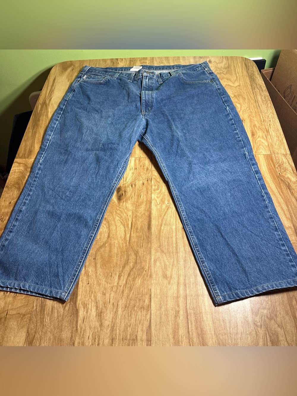Carhartt Traditional Fit Mens Blue Denim Work Carpenter Pants Jeans 46x30